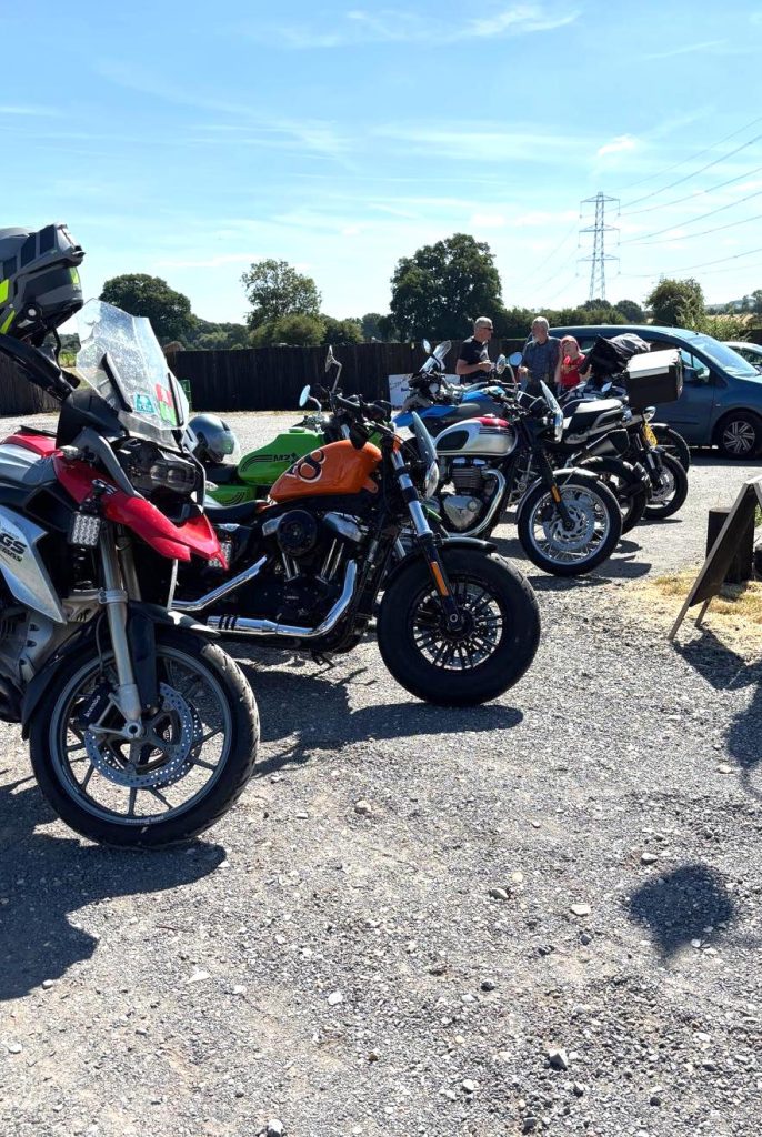 Image of motorbikes parked in a line